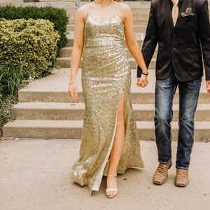 Gold Sequin Gown/Prom Dress
